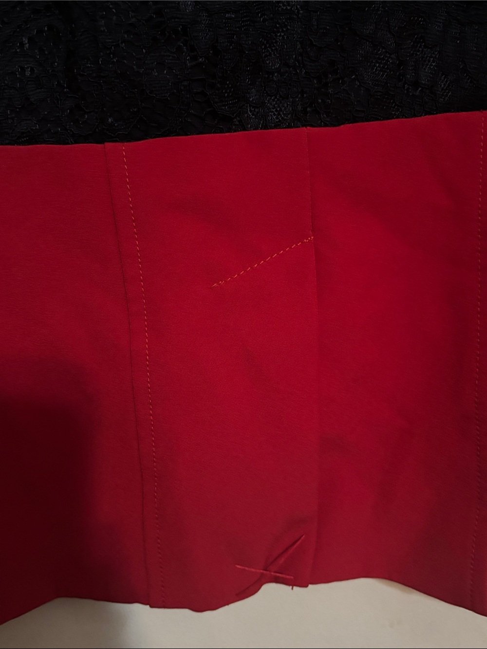New York & Company Black Lace-Top Vest with Red Hem Detail - Picture 7 of 11
